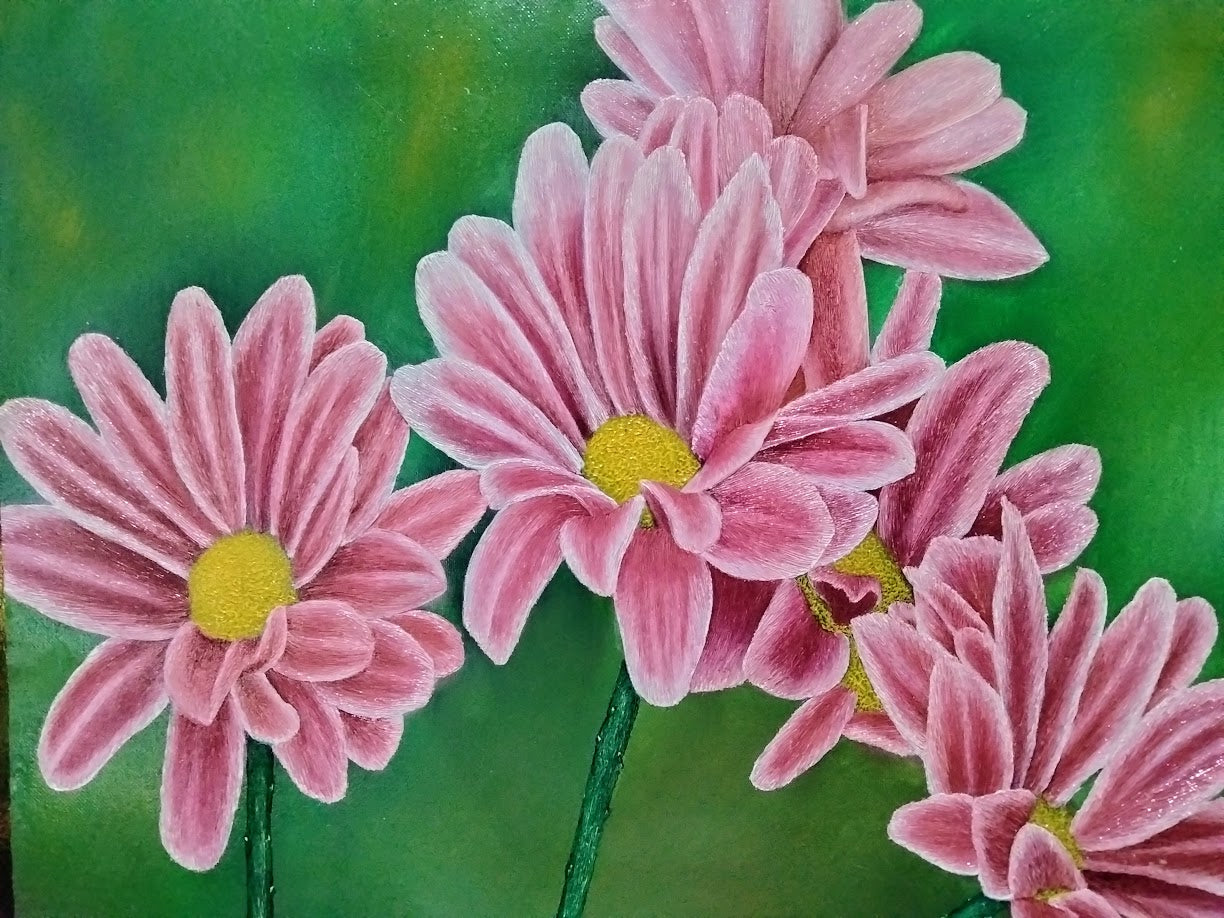 MARGARITAS ROSA LIENZOAL OLEO