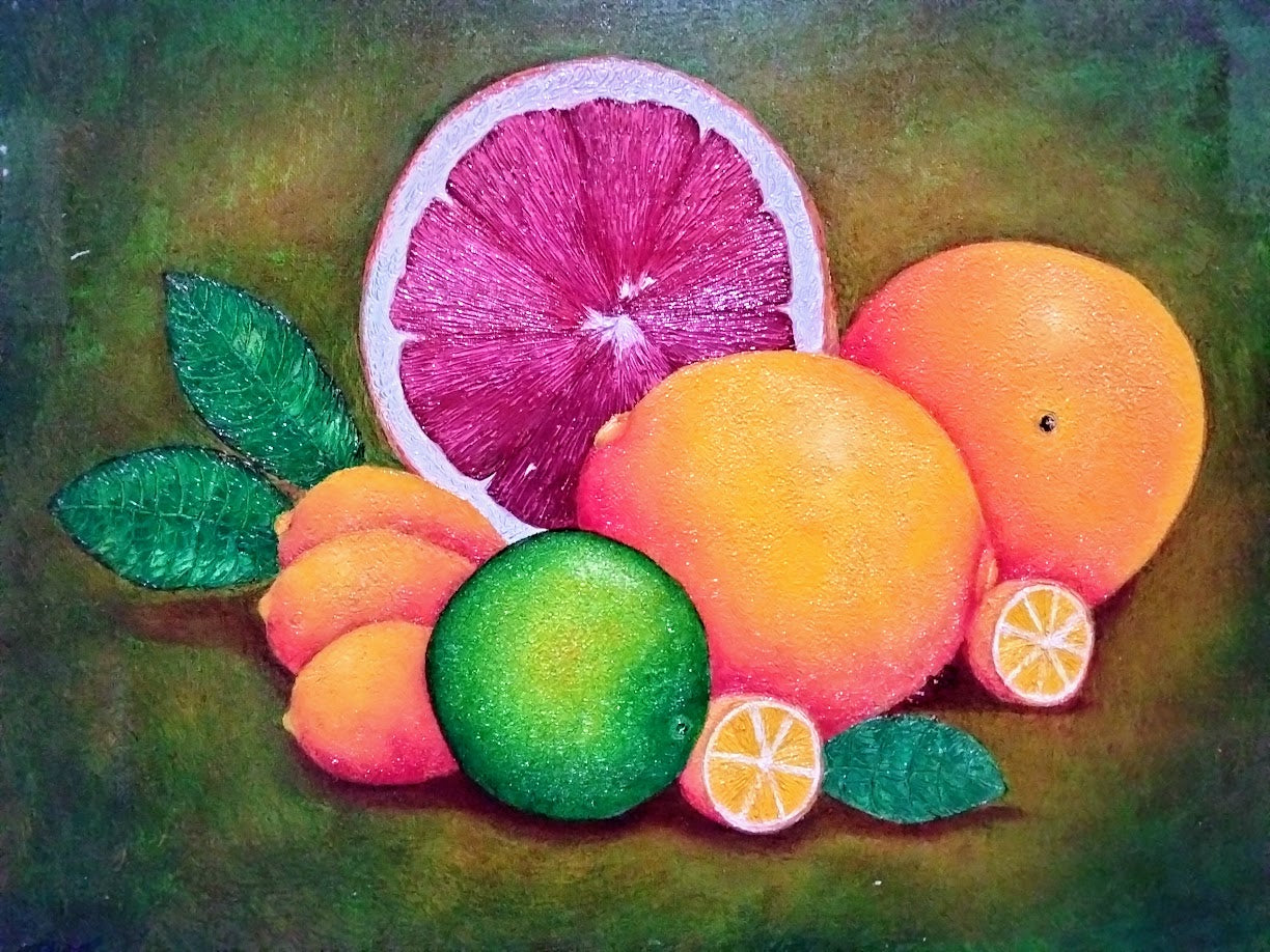 LIMONES Y POMPELMO LIENZO AL OLEO
