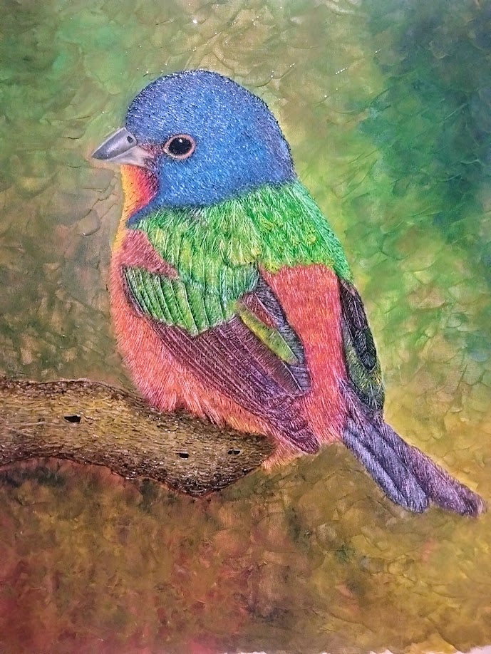 AZULILLO SIETE COLORES UNO LIENZO AL OLEO