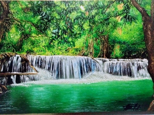 CASCADA CARTULINA AL OLEO