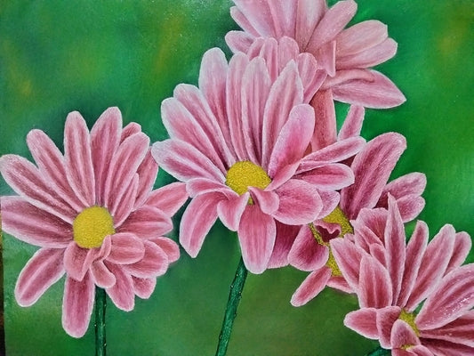 MARGARITAS ROSA  LIENZOAL OLEO