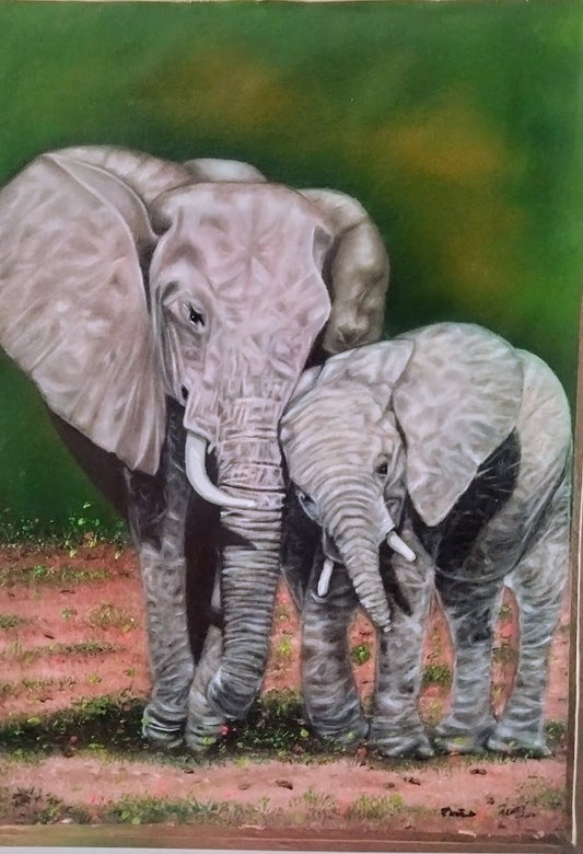ELEFANTE TIERNO  LIENZO AL OLEO