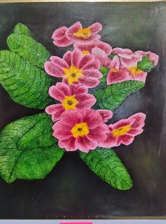 FLOR ROSA VIVERALA   LIENZO AL OLEO