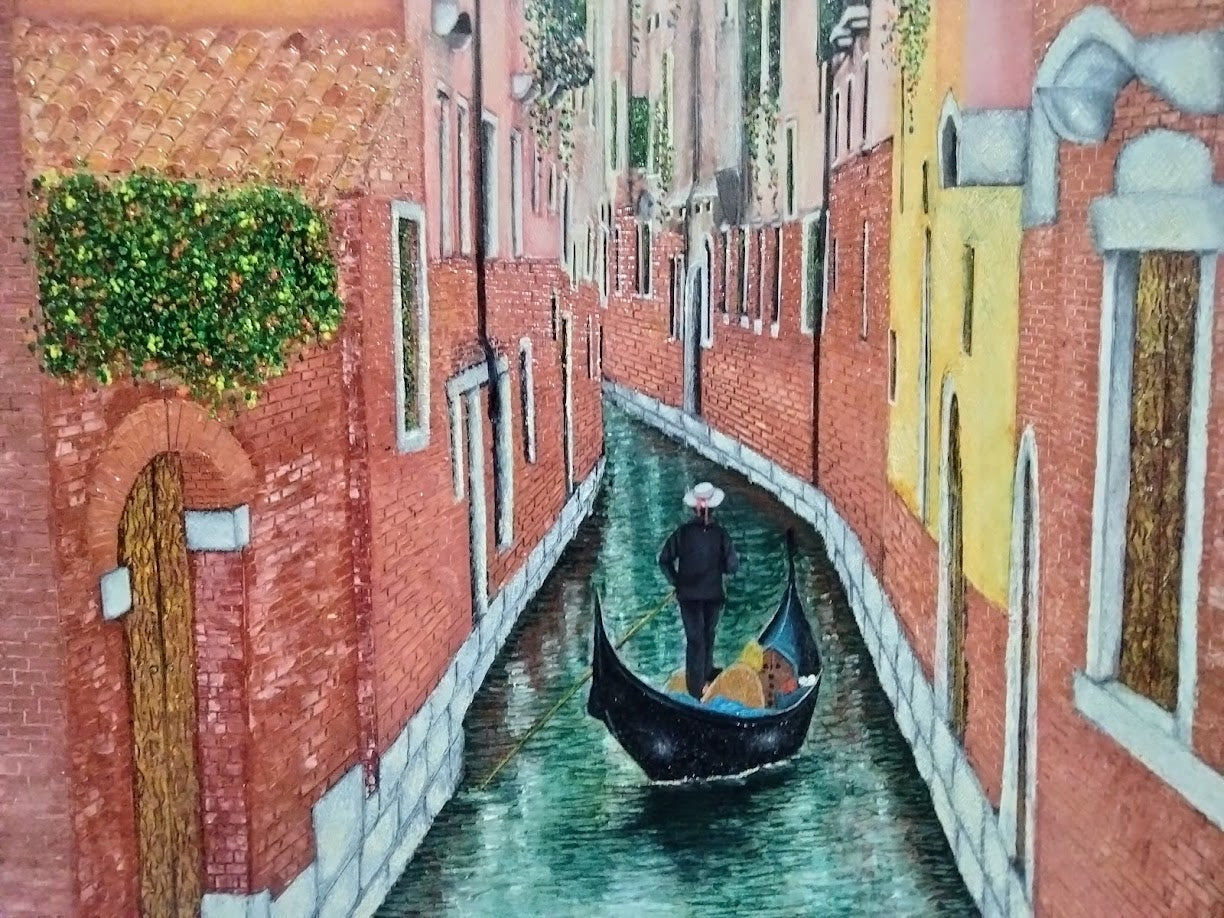 GONDOLA EN VENEZIA UNO   LIENZO AL OLEO