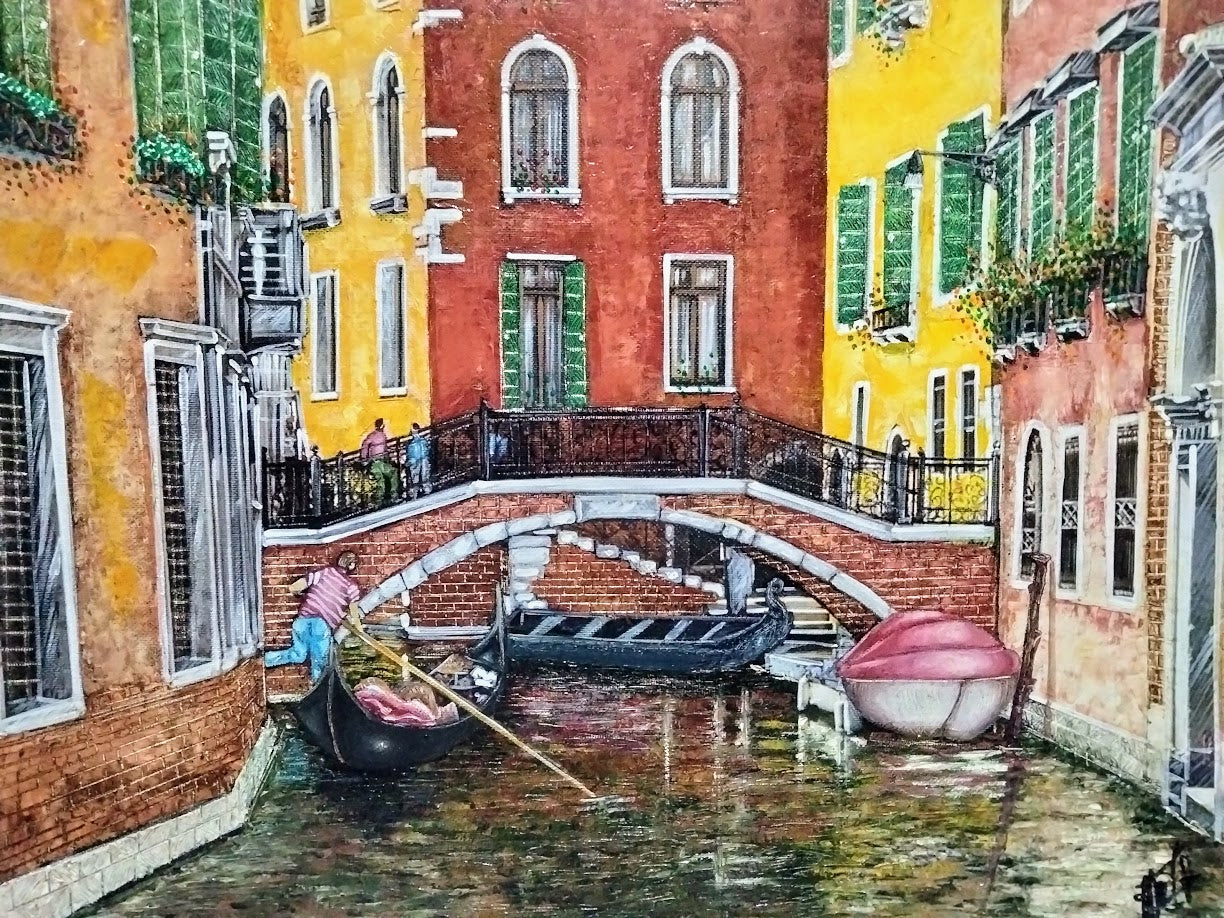 VENEZIA PIRAGUA LIENZO AL OLEO
