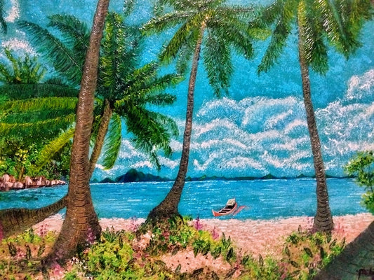 PALMERASPLAYA CARTULINA AL OLEO