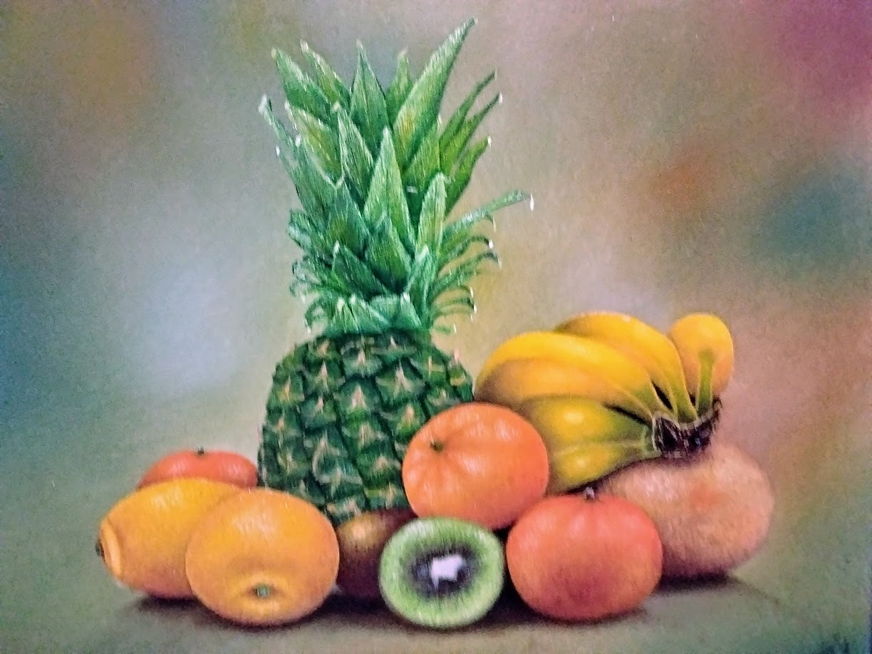 PIÑA FRUTAS TRPICALES  LIENZO AL OLEO