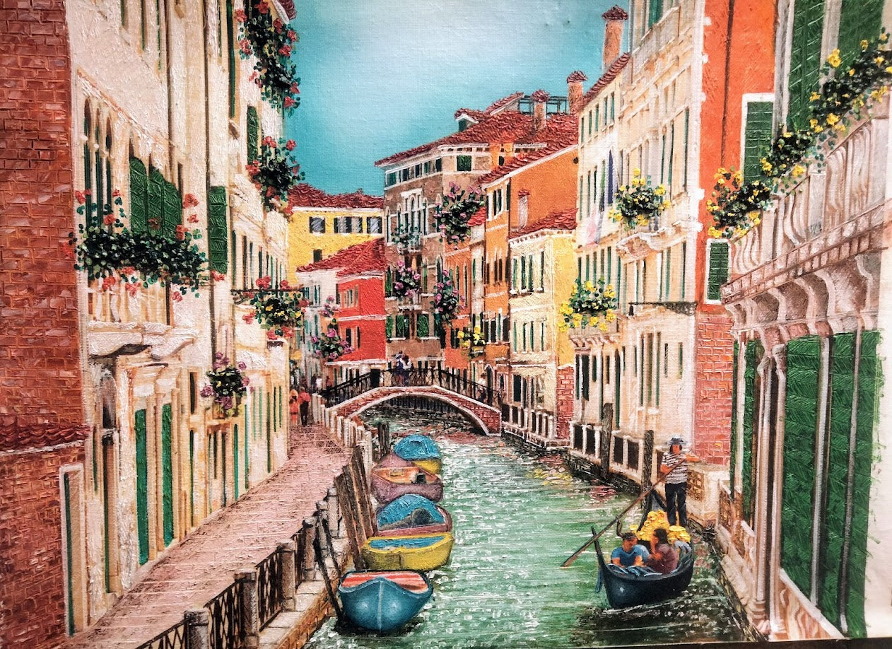 VENEZIA CON FLORES   LIENZO AL OLEO