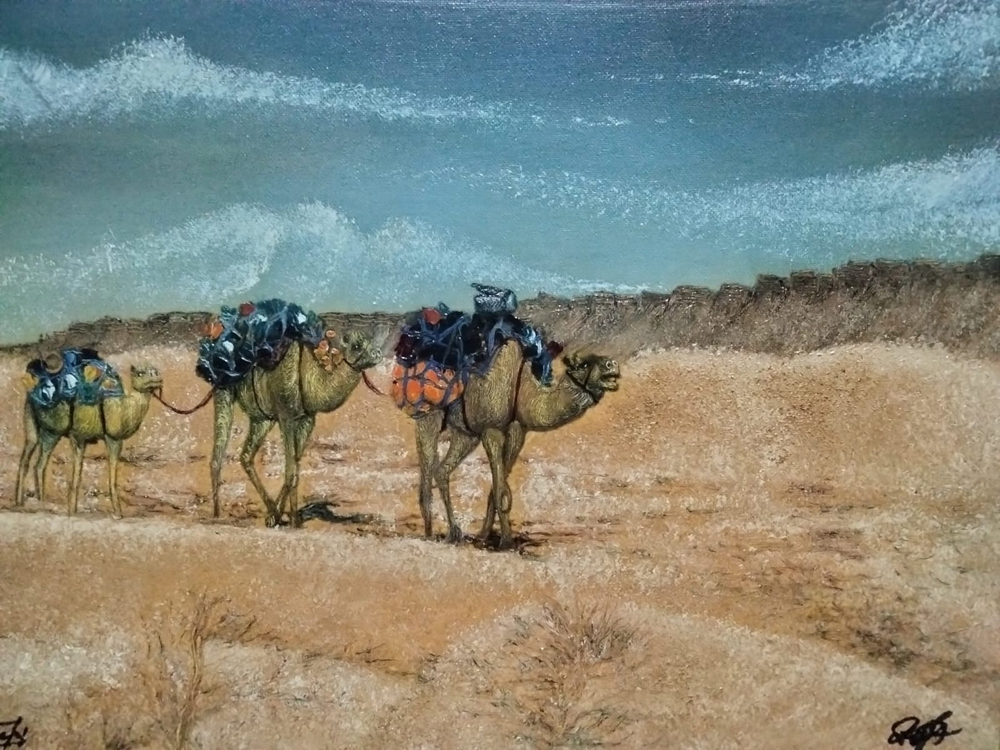 Camellos lienzo al oleo