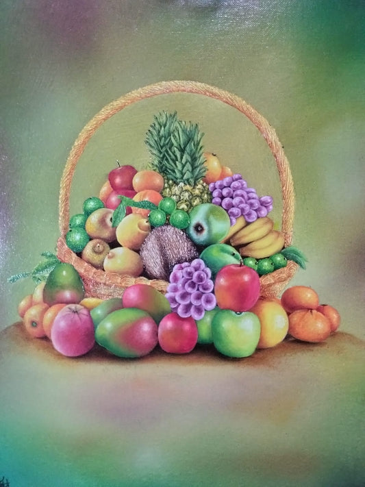 Canasta de frutas lienzo al oelo